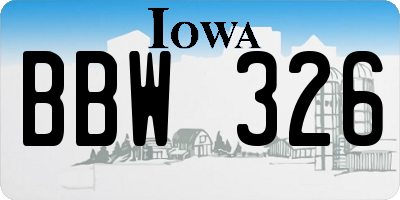 IA license plate BBW326