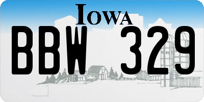 IA license plate BBW329