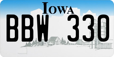 IA license plate BBW330