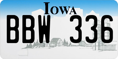 IA license plate BBW336
