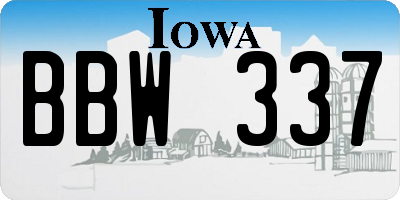 IA license plate BBW337