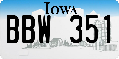 IA license plate BBW351