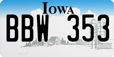 IA license plate BBW353