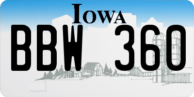 IA license plate BBW360