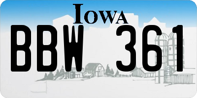 IA license plate BBW361