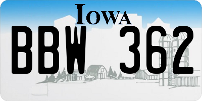 IA license plate BBW362