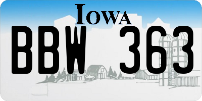 IA license plate BBW363