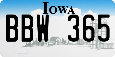 IA license plate BBW365