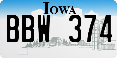 IA license plate BBW374