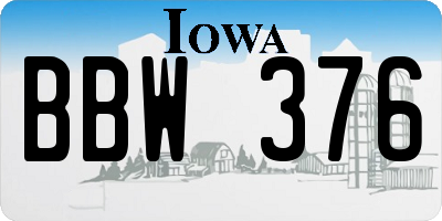 IA license plate BBW376