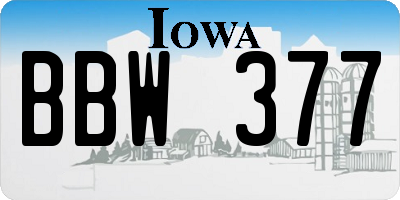 IA license plate BBW377