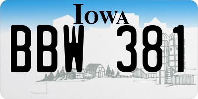 IA license plate BBW381