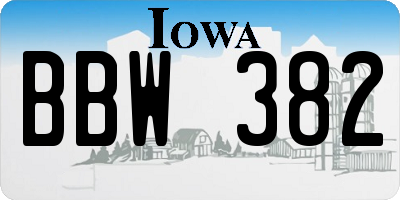 IA license plate BBW382