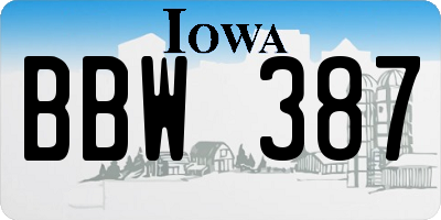 IA license plate BBW387