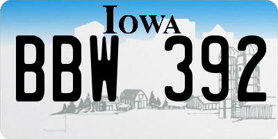 IA license plate BBW392