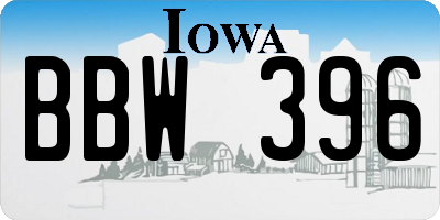 IA license plate BBW396