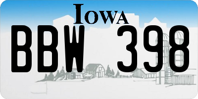 IA license plate BBW398