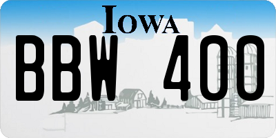 IA license plate BBW400
