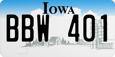 IA license plate BBW401