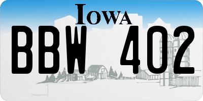 IA license plate BBW402