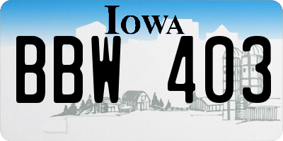IA license plate BBW403