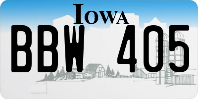 IA license plate BBW405