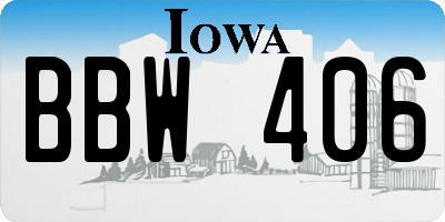 IA license plate BBW406