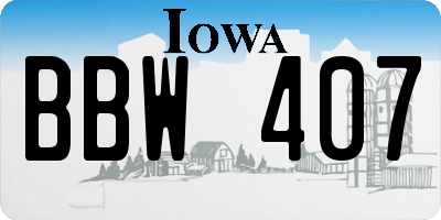 IA license plate BBW407