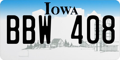 IA license plate BBW408