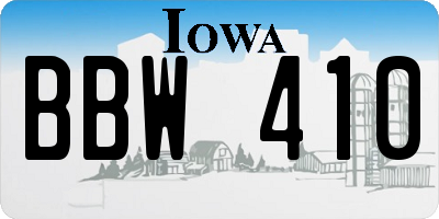 IA license plate BBW410