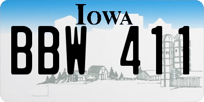 IA license plate BBW411