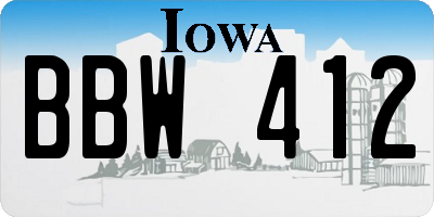 IA license plate BBW412