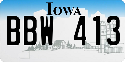 IA license plate BBW413