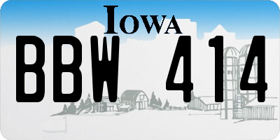 IA license plate BBW414