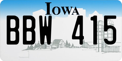 IA license plate BBW415