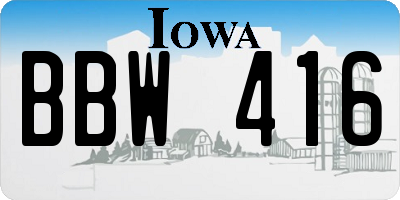 IA license plate BBW416