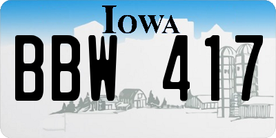 IA license plate BBW417