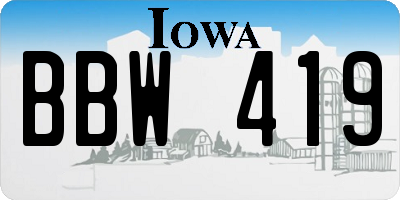 IA license plate BBW419