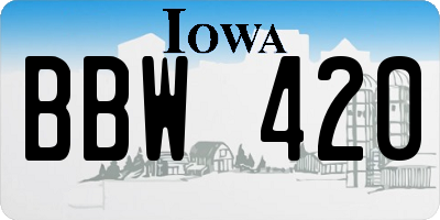 IA license plate BBW420