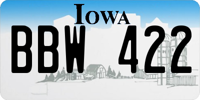 IA license plate BBW422