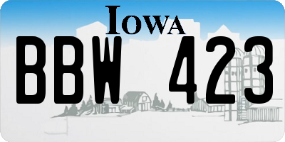 IA license plate BBW423