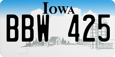 IA license plate BBW425