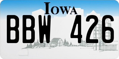IA license plate BBW426