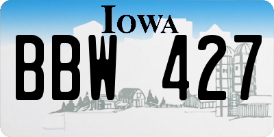 IA license plate BBW427