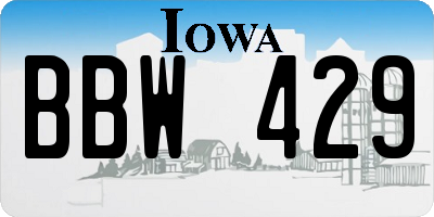 IA license plate BBW429