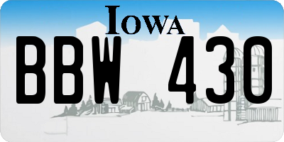 IA license plate BBW430