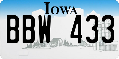 IA license plate BBW433