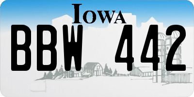 IA license plate BBW442