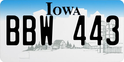 IA license plate BBW443