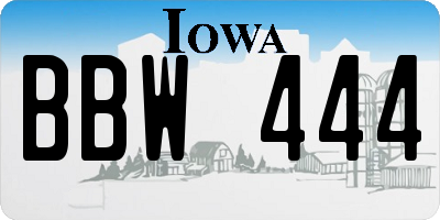 IA license plate BBW444